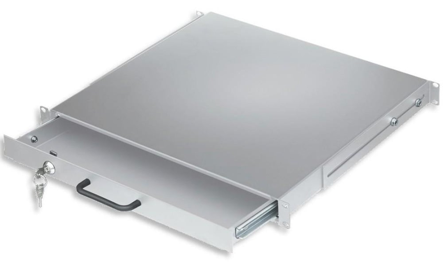 Cassetto Porta Tastiera 1U per Armadi Rack 19'' con Serratura Grigio